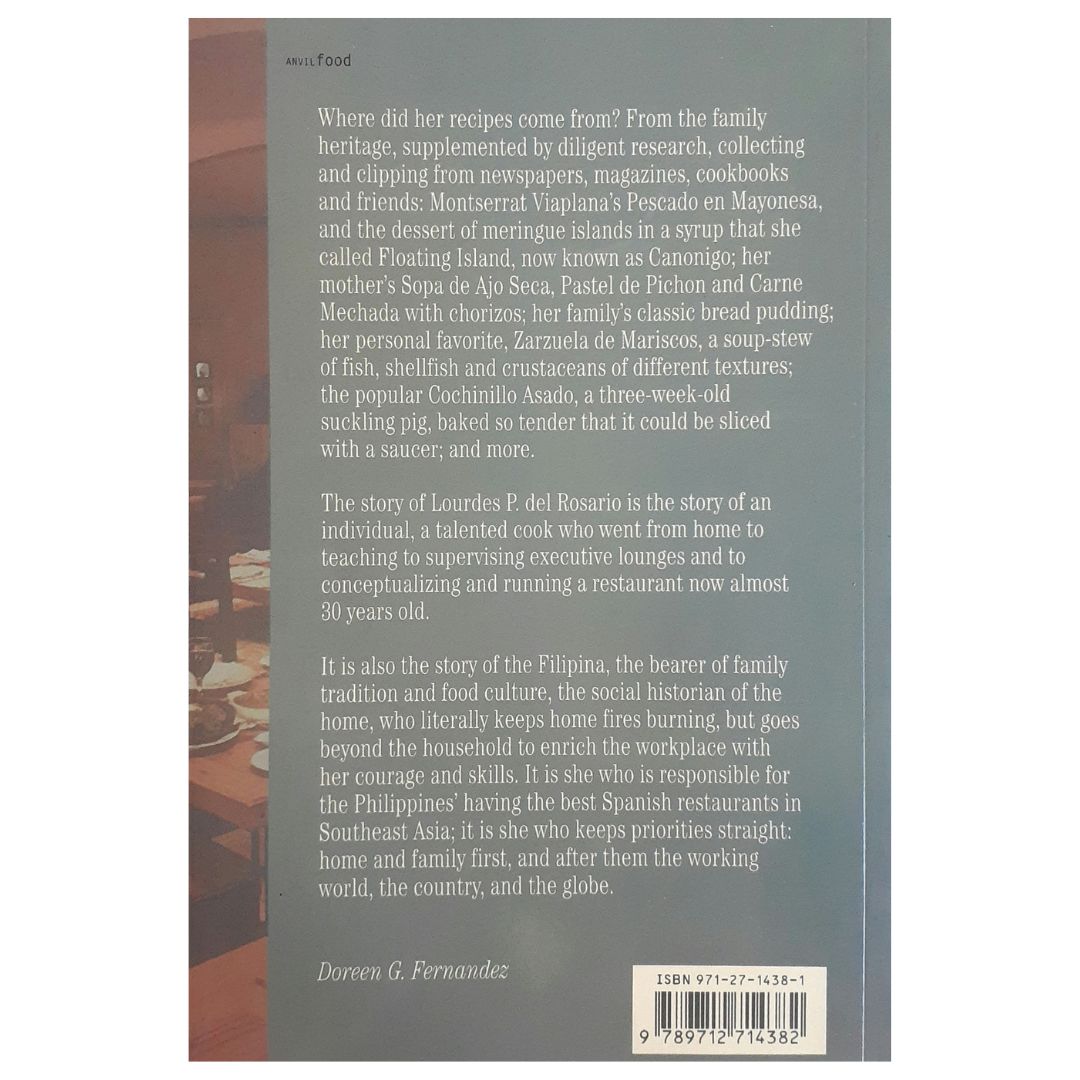 El Comedor Meals and Memories: Featuring the Recipes of Lourdes P. Del Rosario by Marilen and Tina Lopez Back Cover