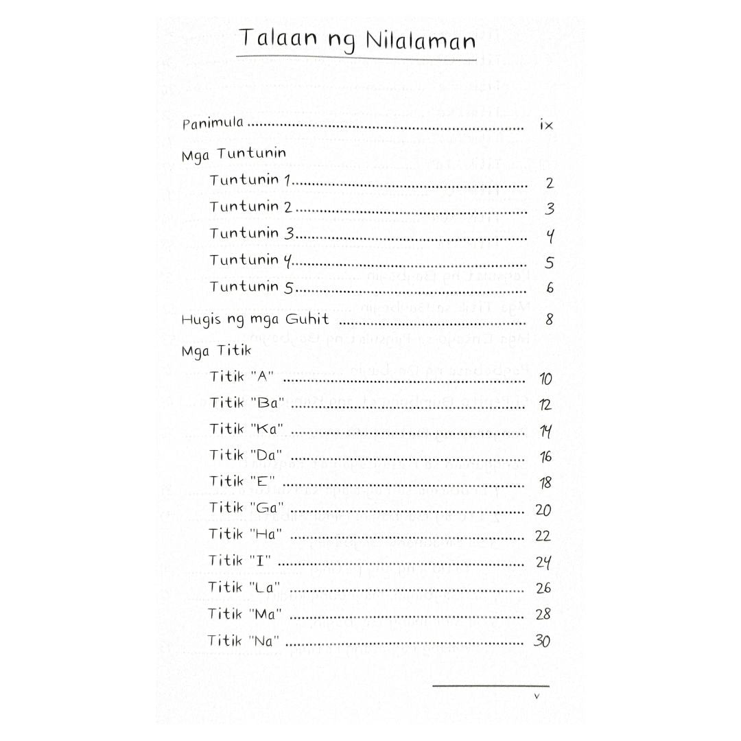 Baybayin Table of Content 1