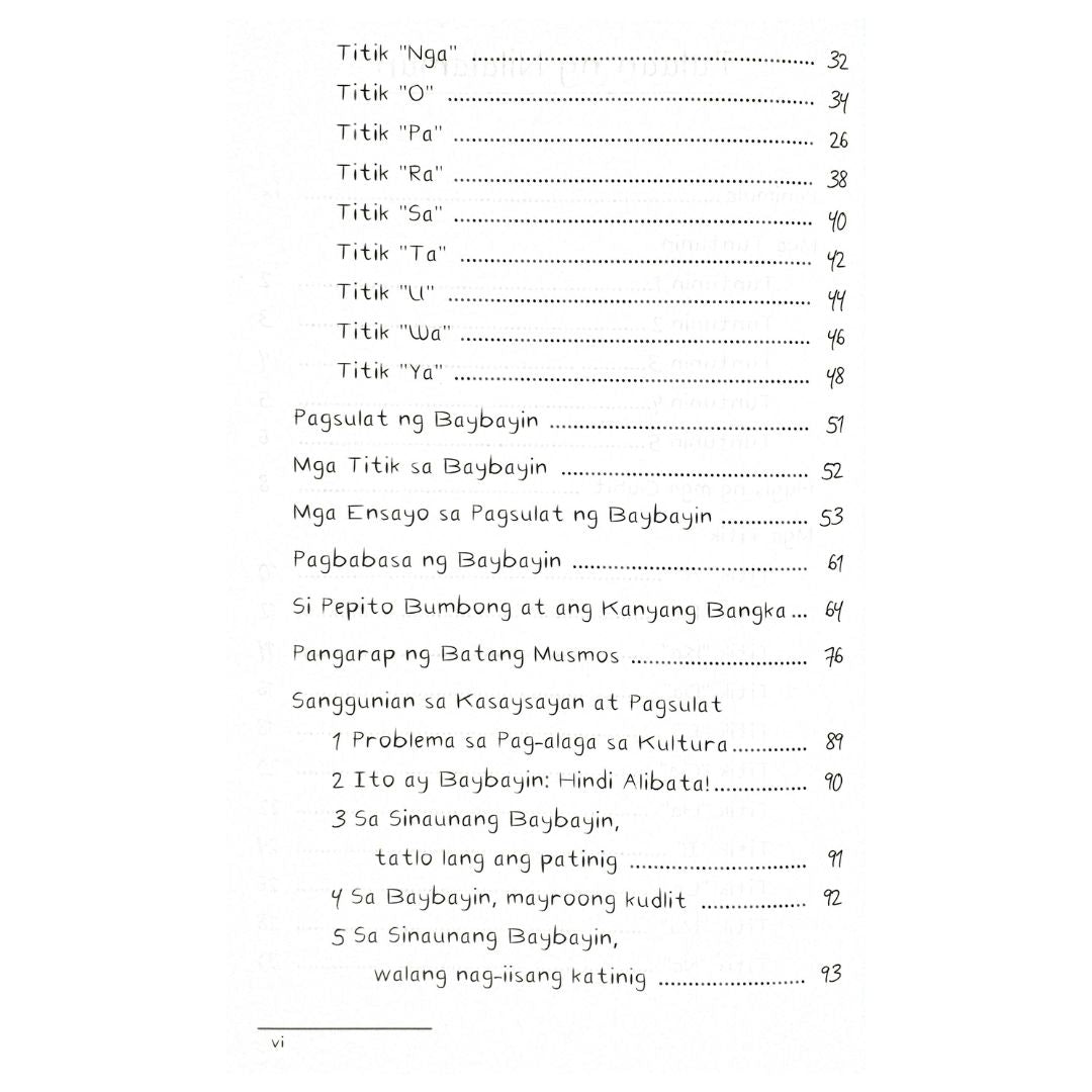 Baybayin Table of Content 2