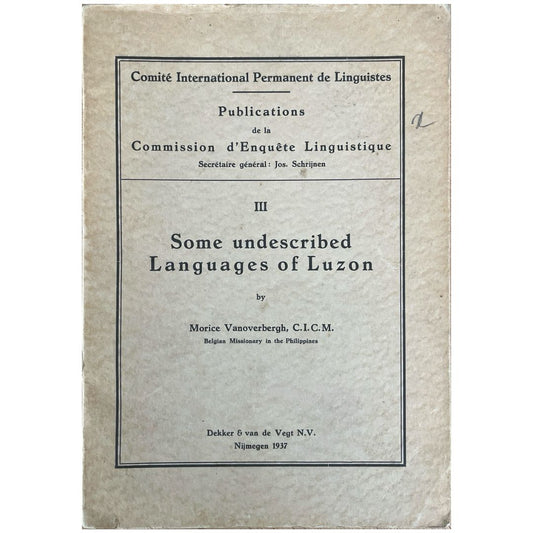 Some Undescribed Languages of Luzon by  Vanoverbergh, Morice(Front Cover)