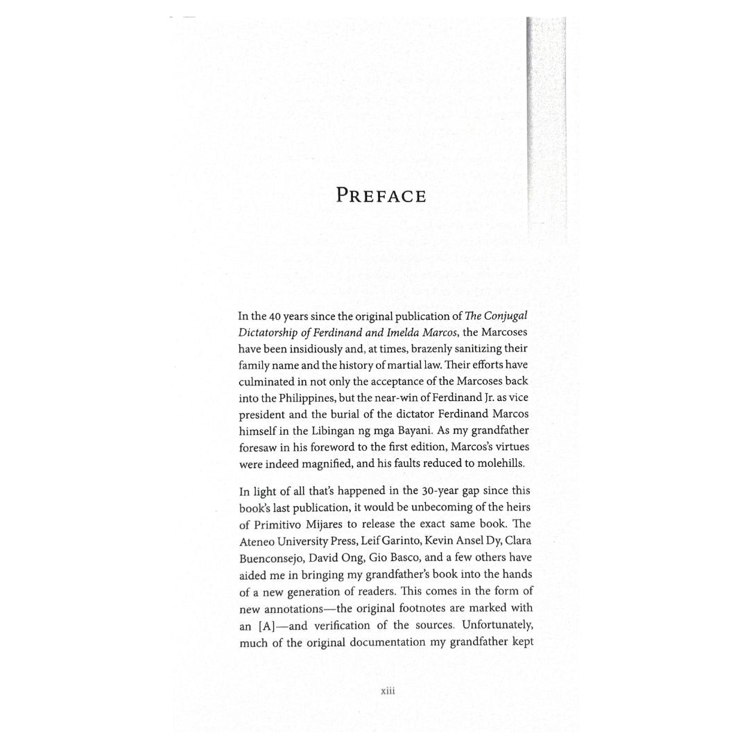 The Conjugal Dictatorship of Ferdinand and Imelda Marcos (Preface)