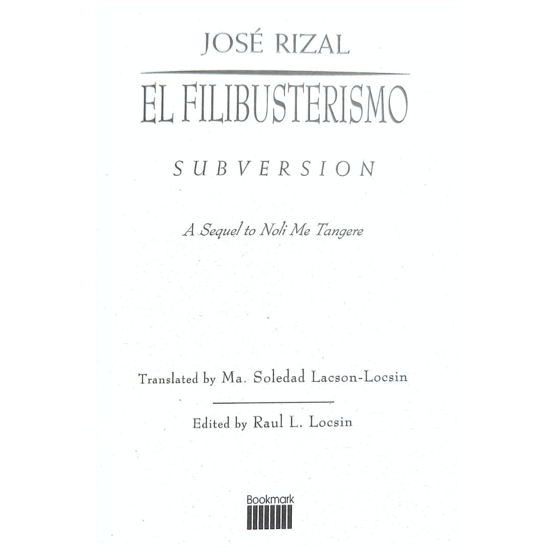 El Filibusterismo: Novela Filipina English Edition by Ma. Soledad Lacson-Locsin Title Page