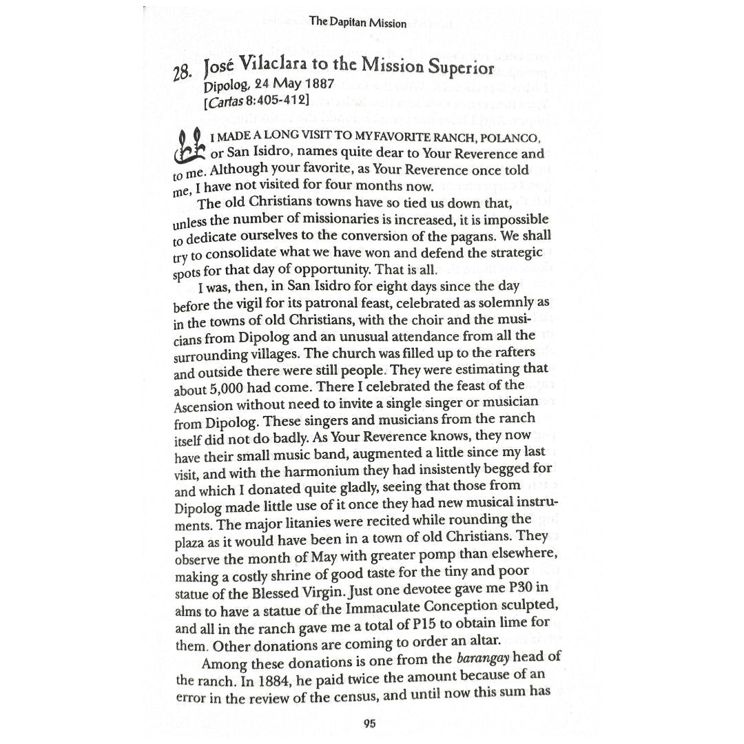 Jesuit: Missionary Letters from Mindanao Volume 4 The Dapitan-Balingasag Mission by Jose S. Arcilla, S. J. (Jose Vilaclara to the Mission Superior Dipolog, 24 May 1887)