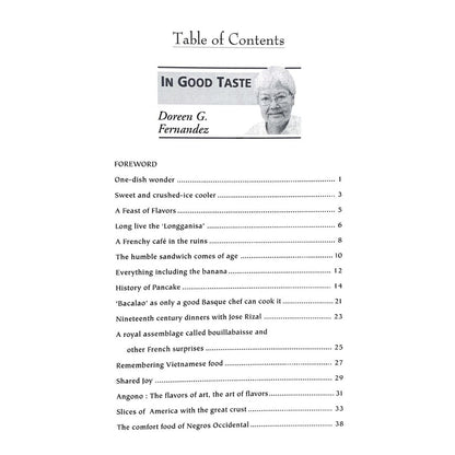 Kusina Vol.3: In Good Taste By Doreen G. Fernandez (Table of Content 1)