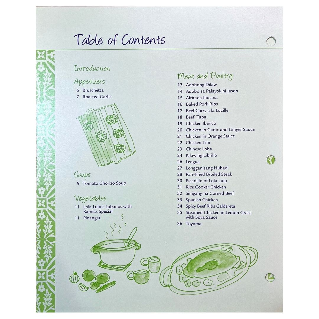 Kusina to Cuisine the Theresian Cookbook (Table of Contents)