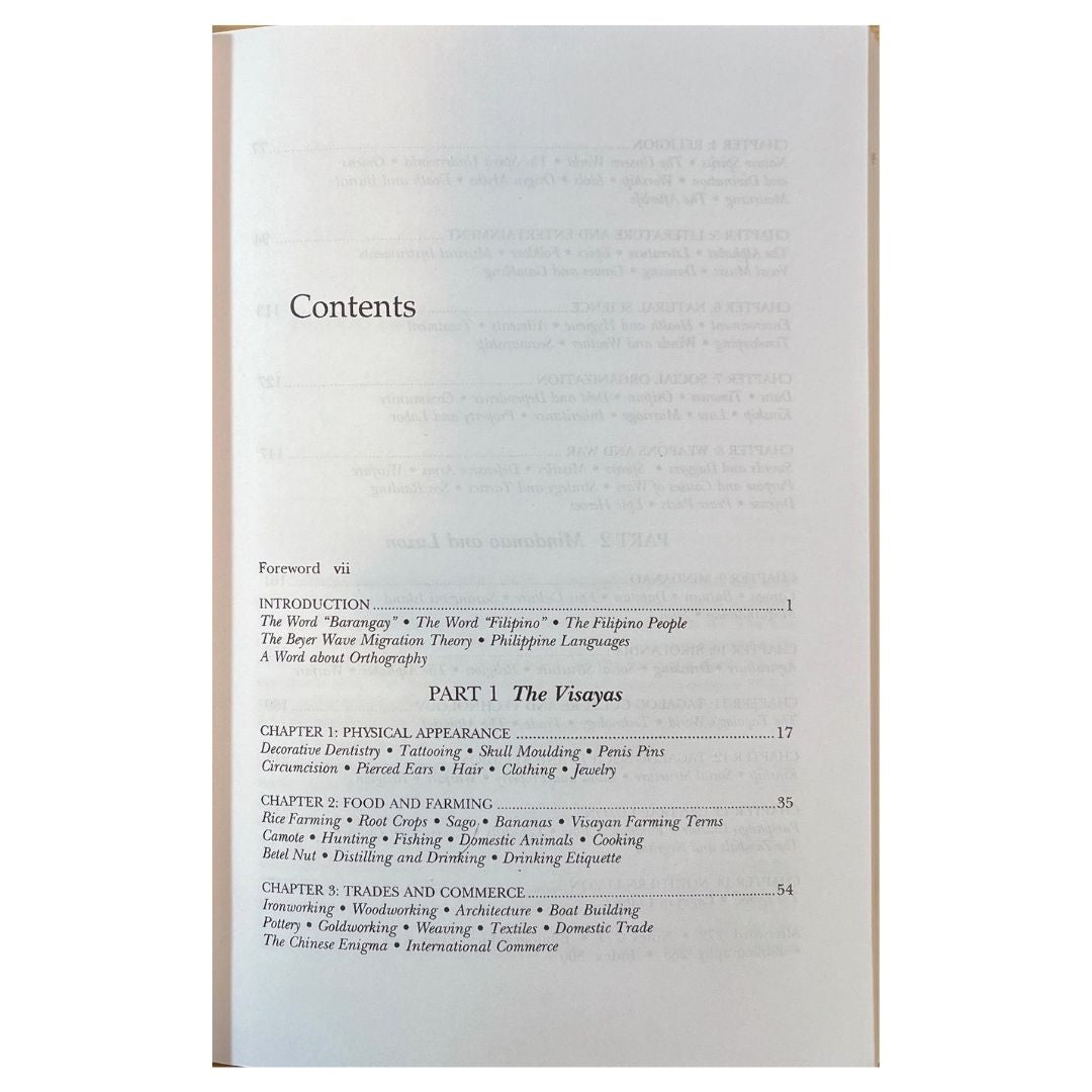 Barangay Sixteenth-Century Philippine Culture and Society by William Henry Scott (Table of Content 1)