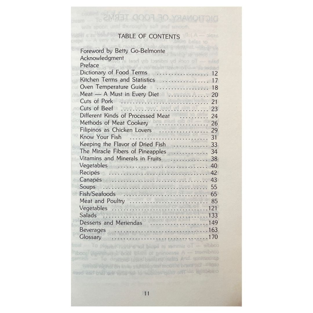 Popular Recipes of the Philippines By Norrie Del Fierro (Table of Contents)
