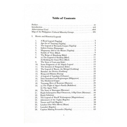 Philippine Folk Literature Series: Vol. 3 The Legends (Table of Contents)