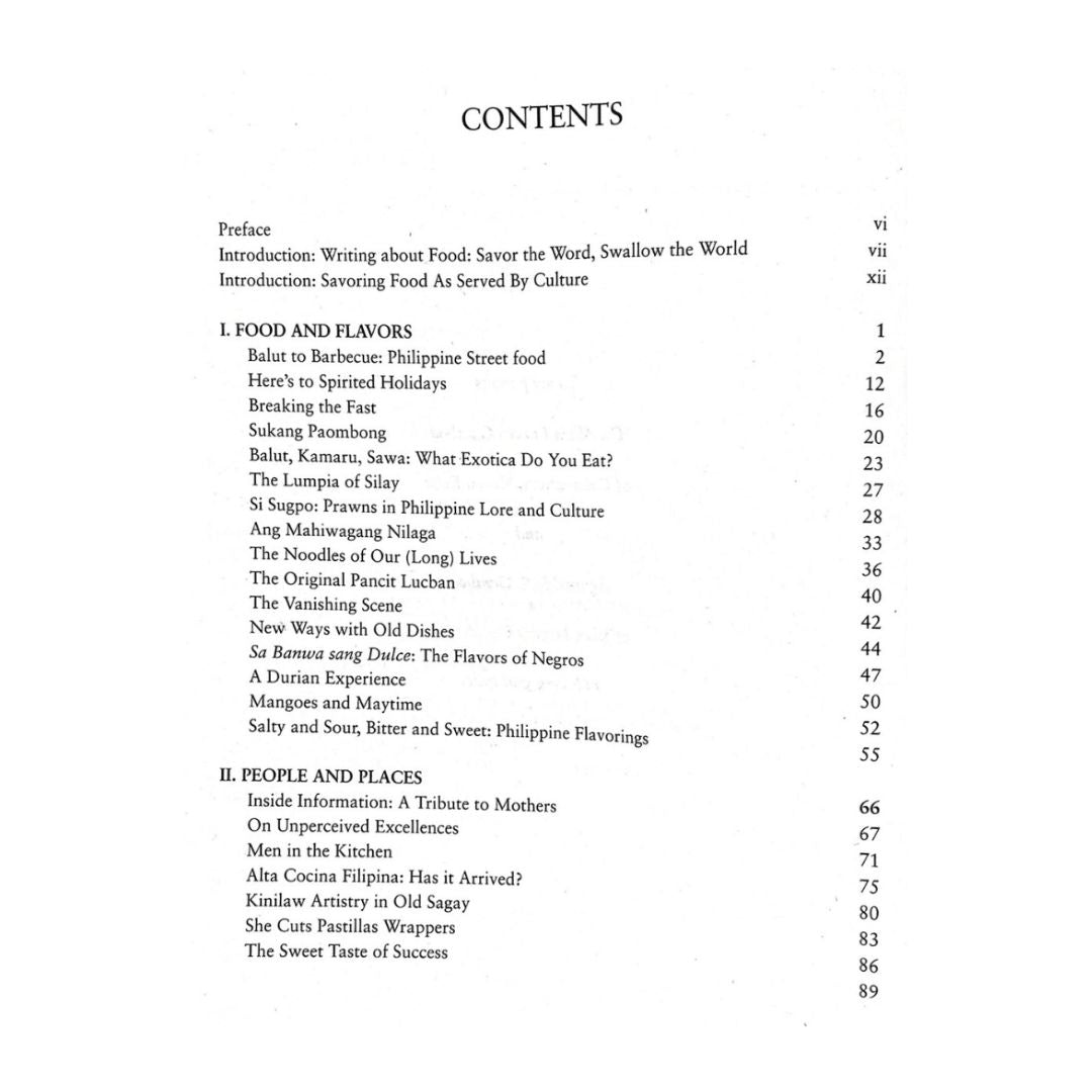 Tikim: Essays On Philippine Food and Culture by Doreen G. Fernandez (Table of Contents)