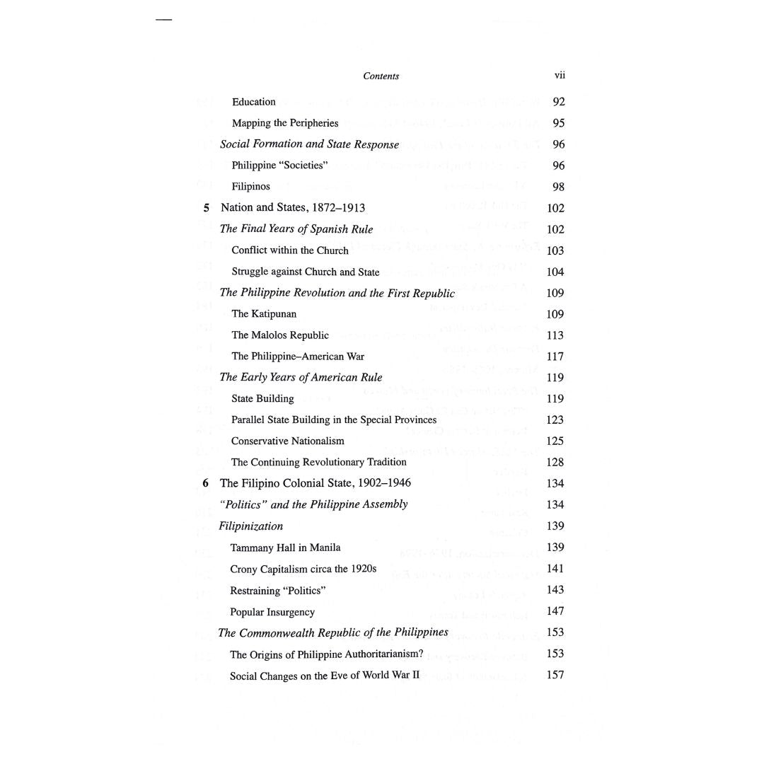 State and Society in the Philippines (Table of Content 4)