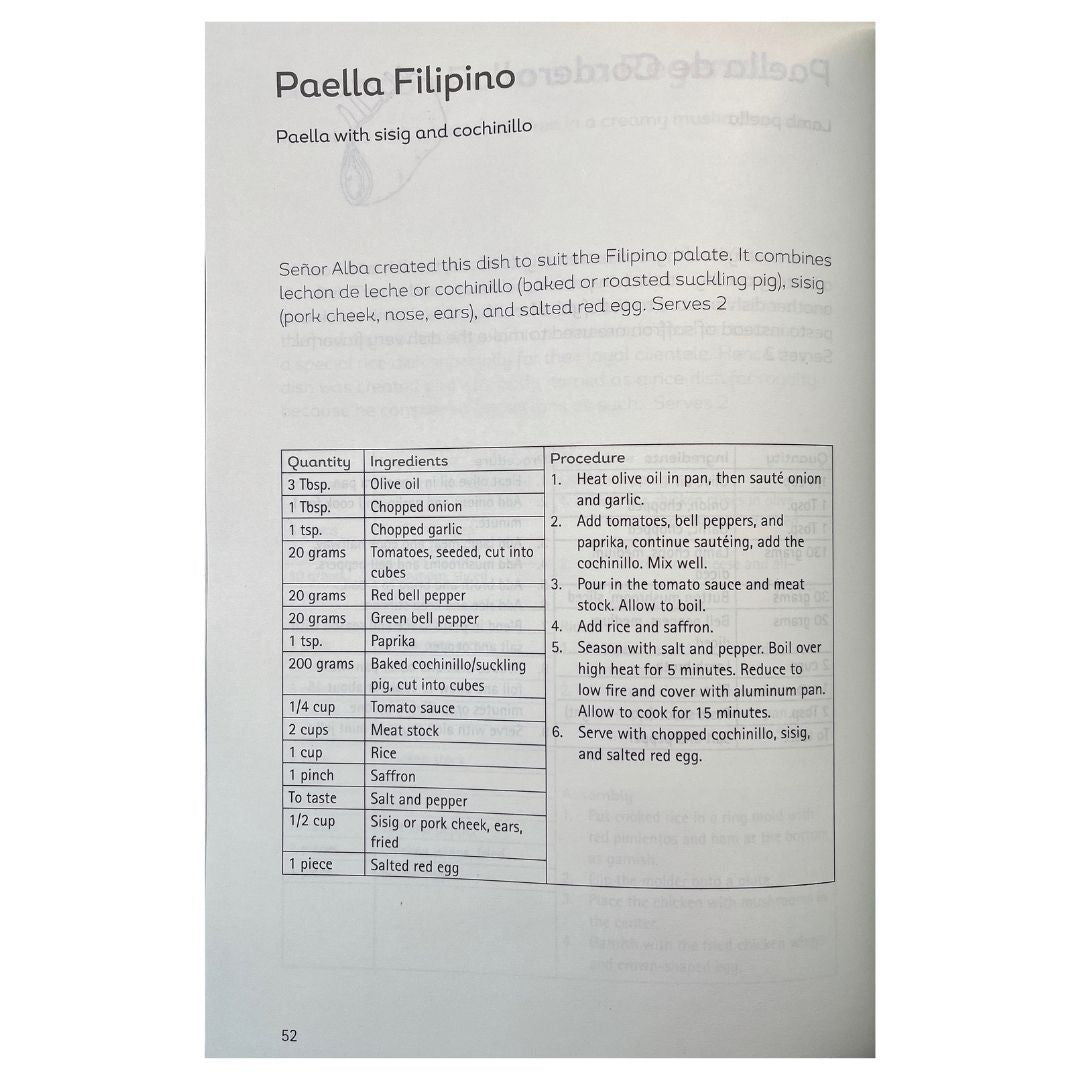 The Alba Cookbook of Señor Anastacio de Alba & Miguel de Alba (Recipe of Paella Filipino)