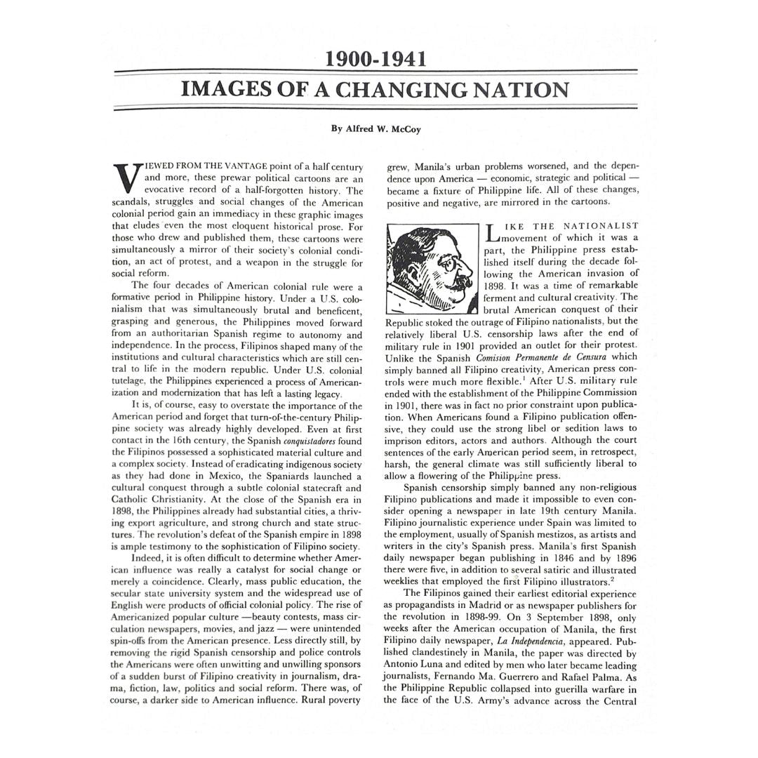 Philippine Cartoons: Political Caricature of the American Era 1900-1941 By Alfred McCoy and Alfredo Roces (Images of A Changing Nation)