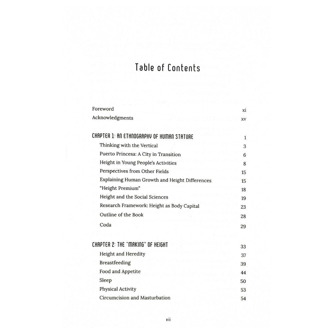 Height Matters: The Making, Meaning, and Materialities of Human Stature in the Philippines by Gideon Lasco Table of Content 1