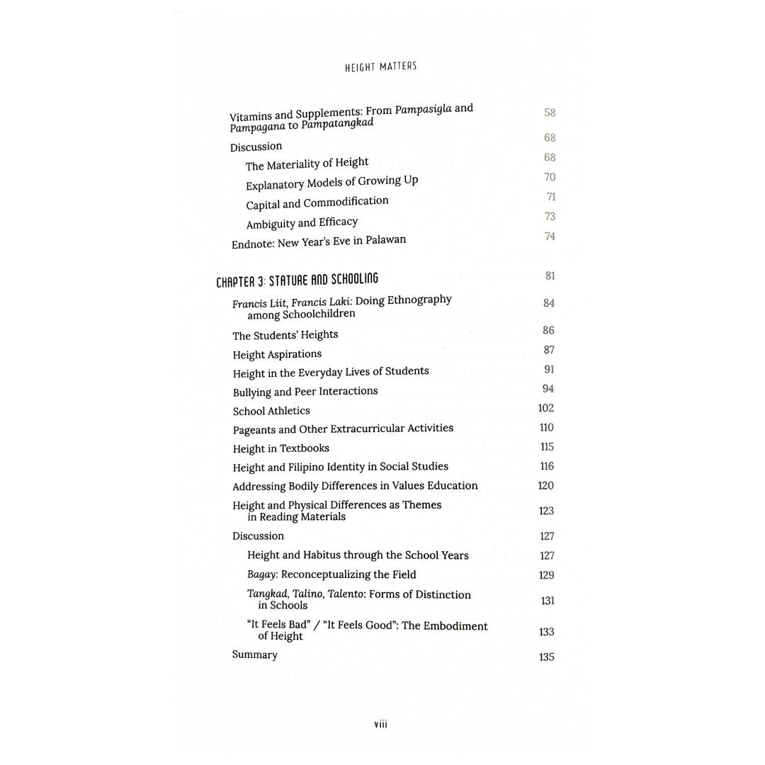 Height Matters: The Making, Meaning, and Materialities of Human Stature in the Philippines by Gideon Lasco Table of Content 2