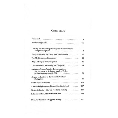 Looking for the Prehispanic Filipino: Revised Editon By William Henry Scott (Table of Contents)