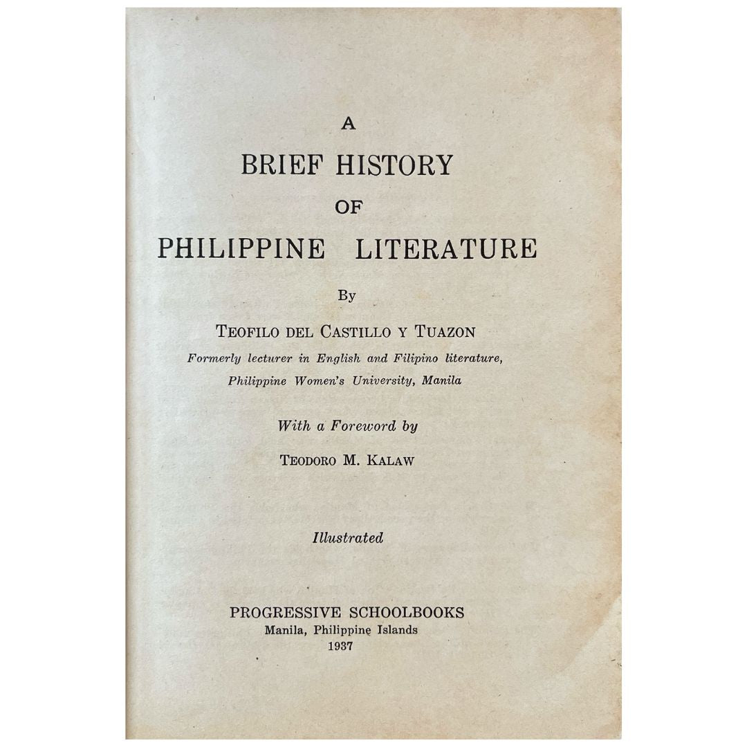 A Brief History of Philippine Literature by Teofilo Del Castillo y Tuazon (First Page)