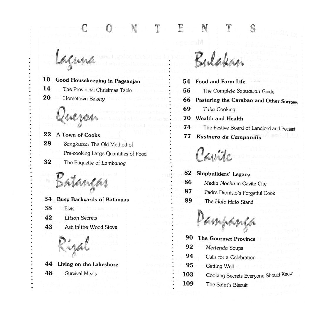Philippine Food & Life By Gilda Cordero-Fernando (Table of Content 2)