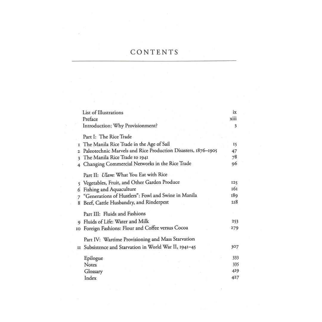 Feeding Manila: In Peace And War, 1850-1945 (Table of Contents)