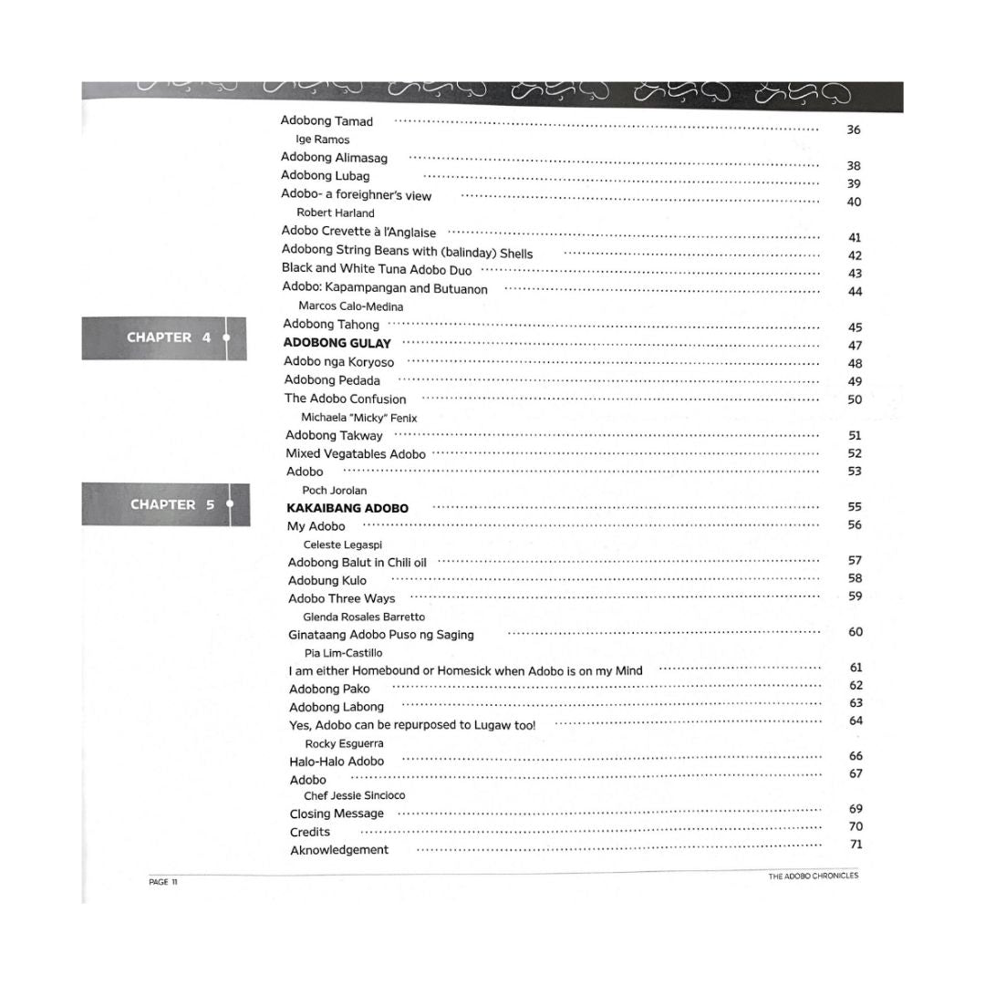 The Adobo Chronicles A collection of Unique Adobo Recipes and Candid Essays on the Filipino Adobo (Table of Content 2)