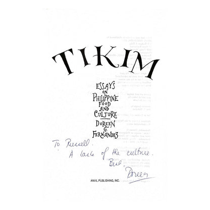 Tikim by Doreen Fernandez Inscription
